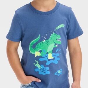 Cat & Jack Blue Tee with Green Dinosaur Splash